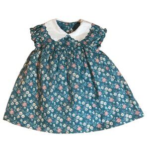 Janie and Jack Baby NWT Floral Scallop Collar Dress Bloomers, Lined, sz 6 -12 mo